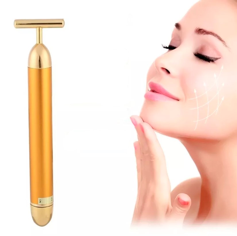 MASAJEADOR FACIAL DE PULSO DORADO DE 24K